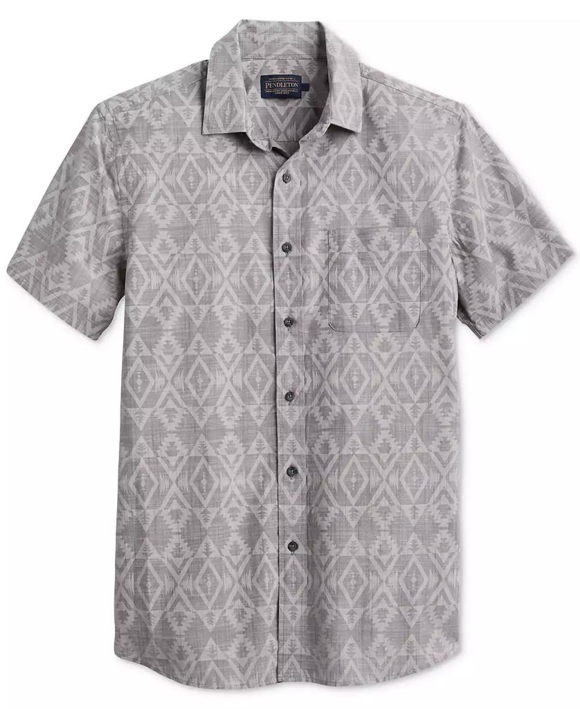 Pendleton Men's Deacon Chambray Tile Print Short Sleeve Button-Front Shirt