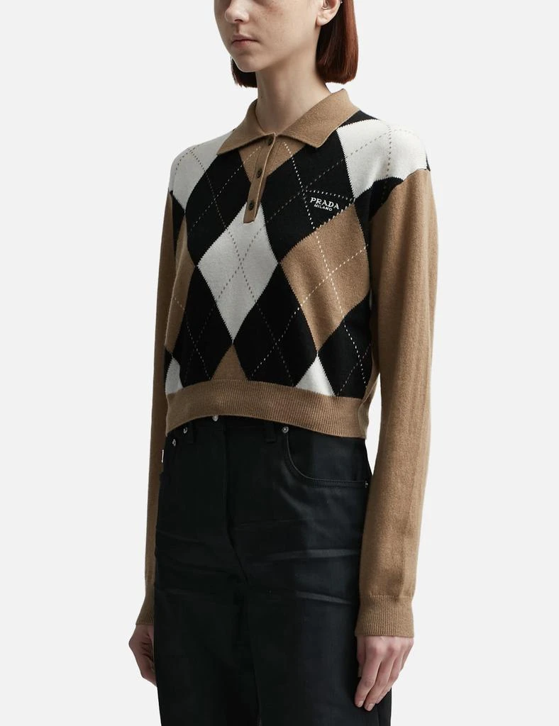 Prada Maglieria Cashmere Argyle Sweater 2