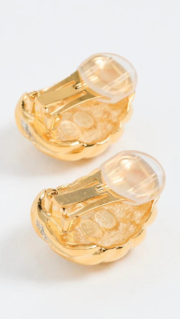 Kenneth Jay Lane Gold Rhine Wave Dome Clip Earrings 3