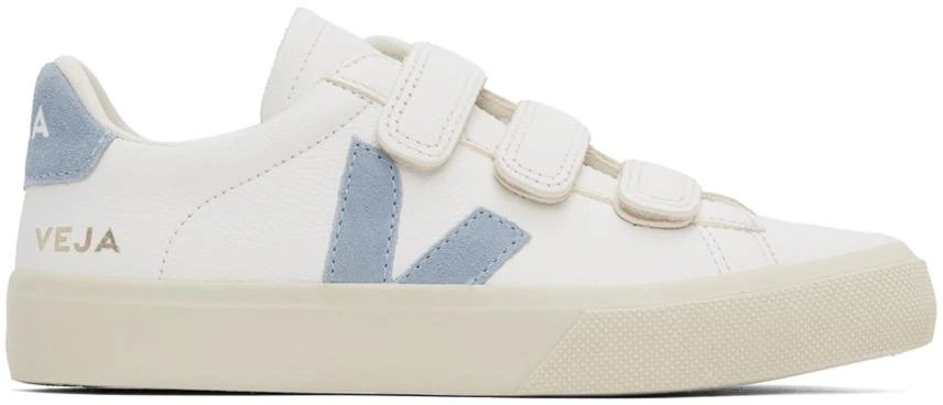 Veja White & Blue Recife Leather Sneakers 1