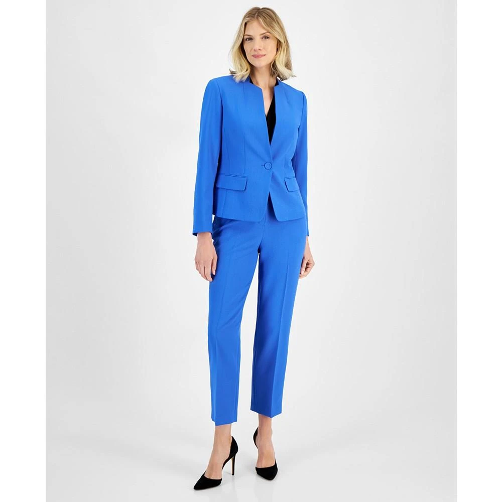 Le Suit Women's Contrast Single Button Suit Blue Size 4
