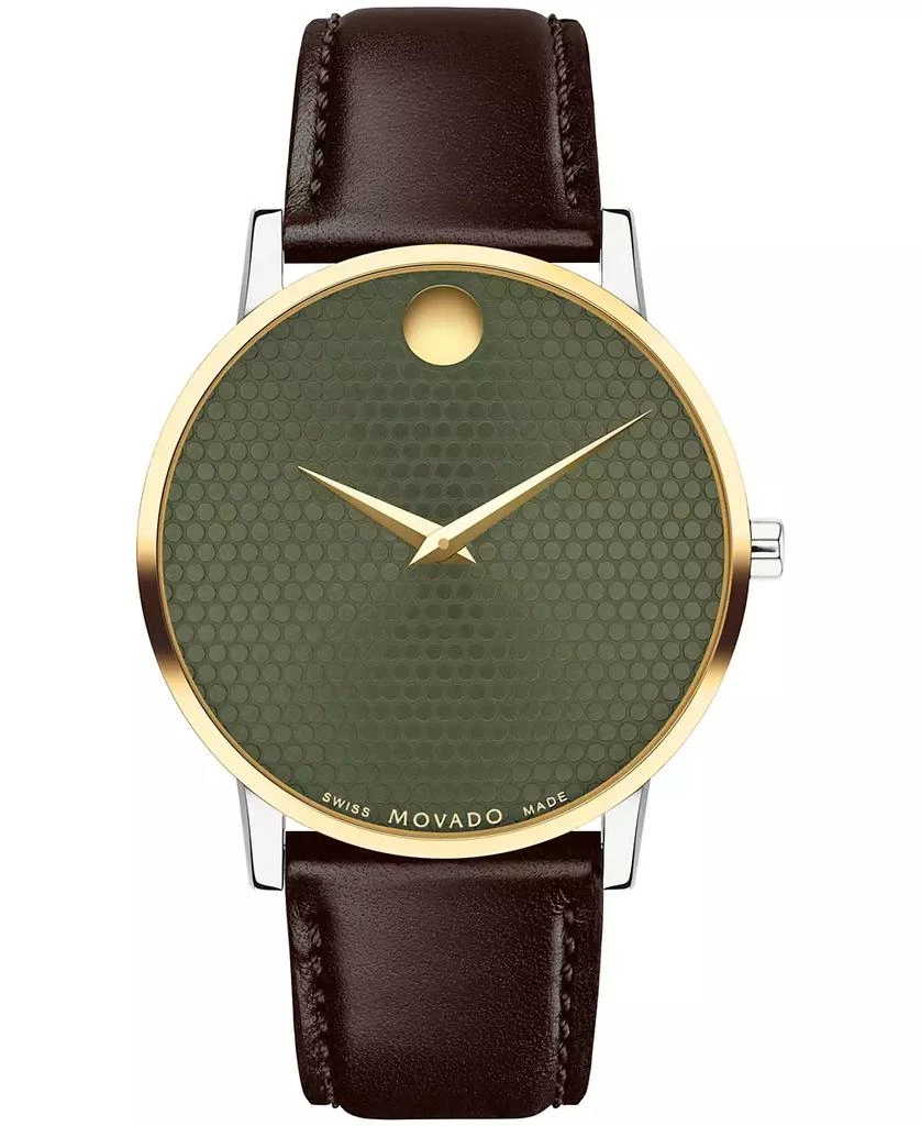 Movado Men's Museum Classic Swiss Quartz Brown Leather Watch 40mm 1