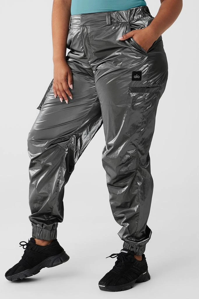 Alo Metallic High-Waist Break Line Jogger - Silver Metallic 7