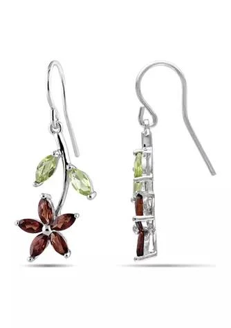 Belk
Co. Garnet and Peridot Flower Charm Earrings in Sterling Silver
