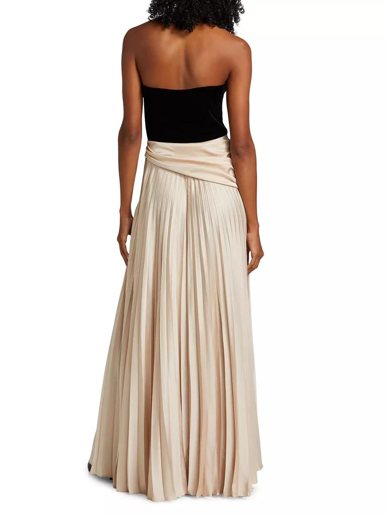 ET OCHS Tabitha Velvet &amp; Charmeuse Pleated Gown 5