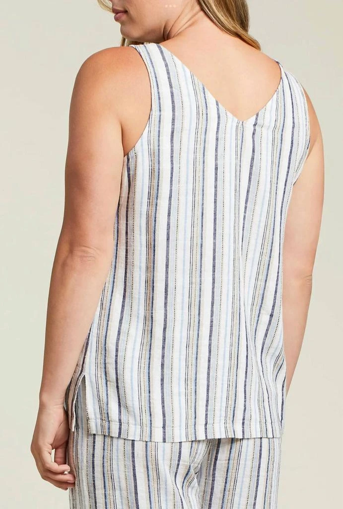 Tribal Tribal - Striped Tank Top With Side Slit 2