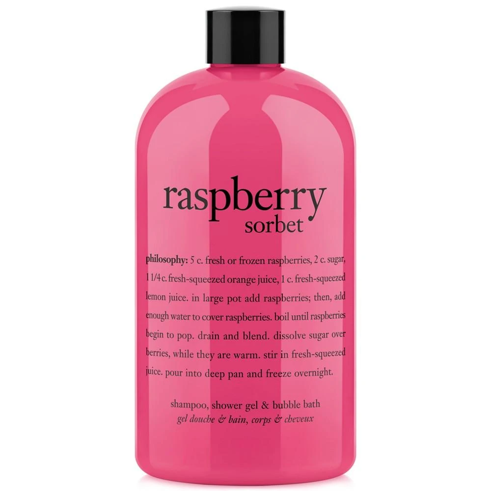 philosophy raspberry sorbet ultra rich 3-in-1 shampoo, shower gel and bubble bath, 16 oz 1