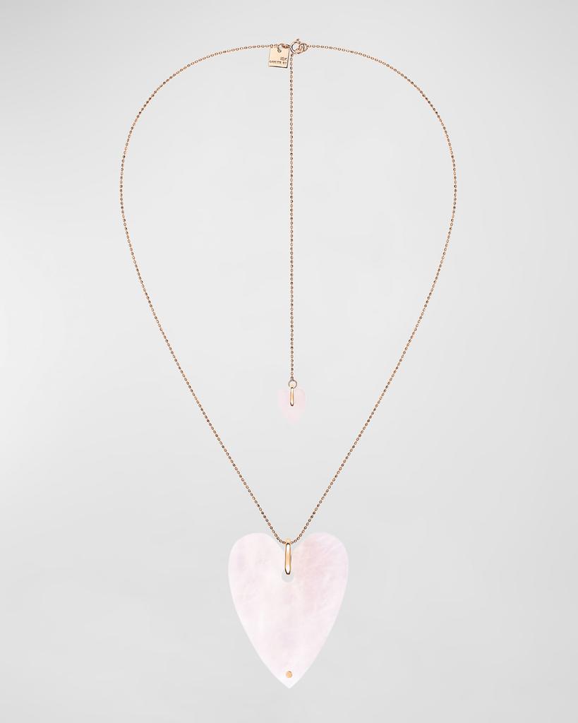 Ginette NY Angele Jumbo Pink Quartz Heart on Chain Necklace
