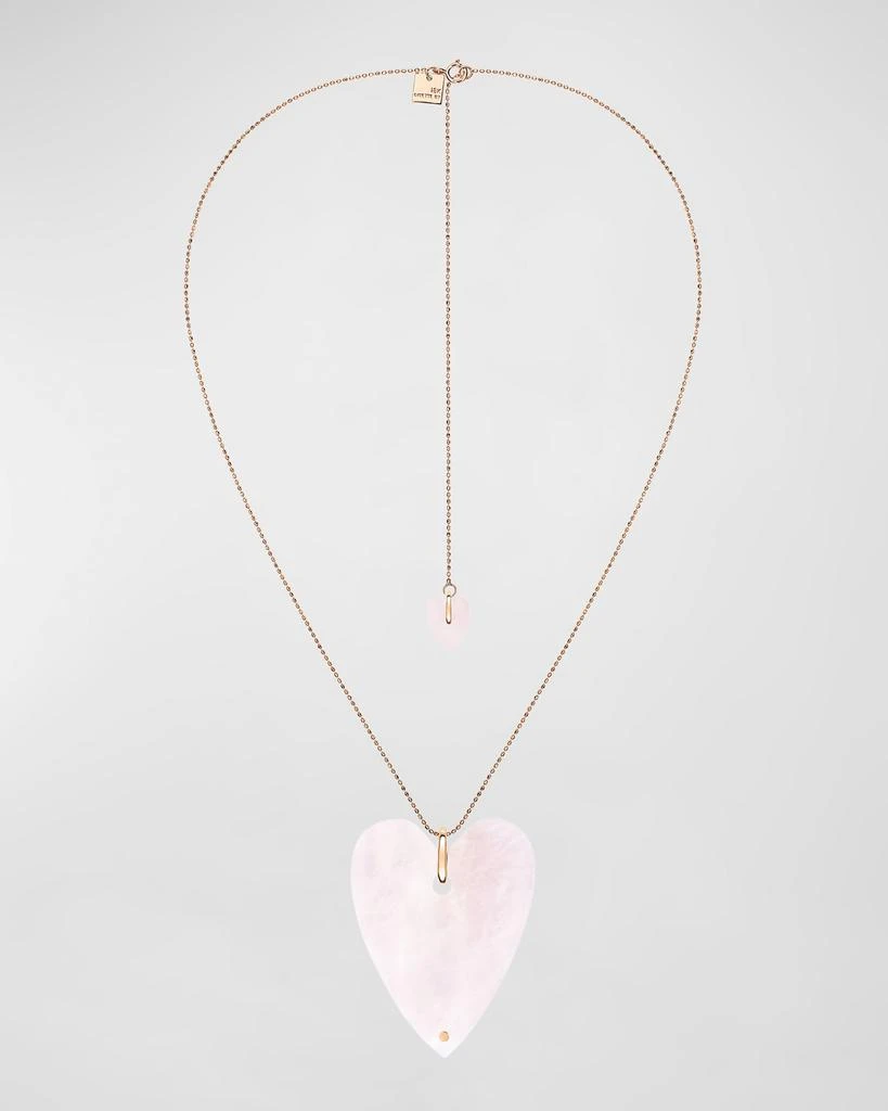 Ginette NY Angele Jumbo Pink Quartz Heart on Chain Necklace 1