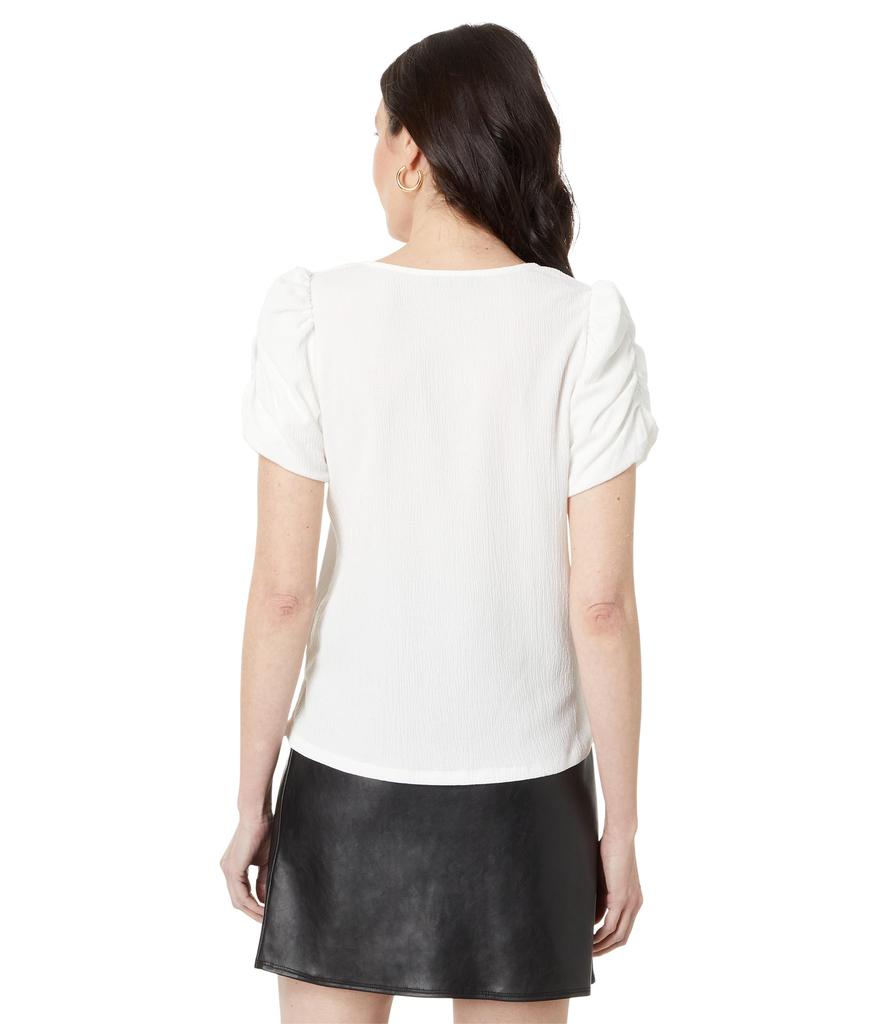 Vince Camuto Crew Neck Gathered Puff Sleeve Blouse