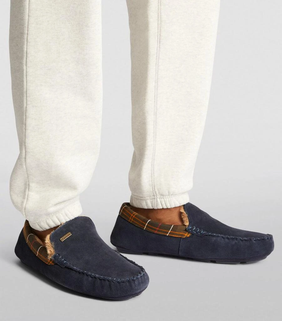 Barbour Suede Tartan-Trim Monty Slippers 6
