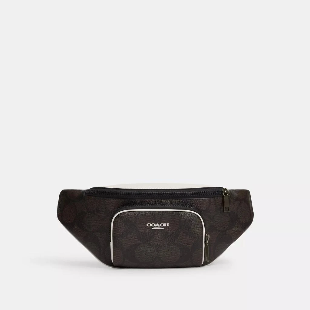 Coach Racer Belt Bag In Blocked Signature Canvas 1