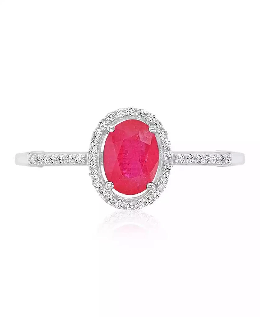 Macy
s Ruby (1 ct. t.w.) and Diamond (0.14 ct. t.w.) Halo Ring in 14k White Gold