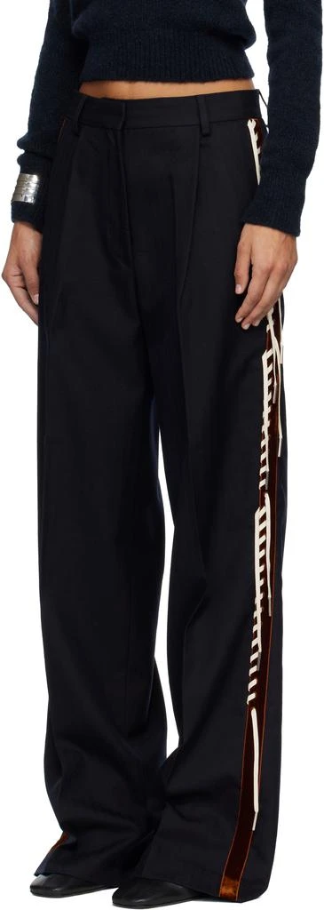 Dries Van Noten Navy Embellished Tuxedo Trousers 4