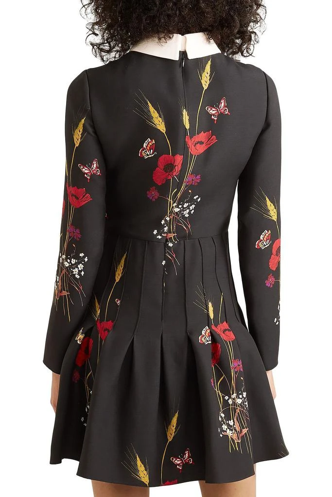 Valentino Pleated floral-print wool and silk-blend crepe mini dress 4