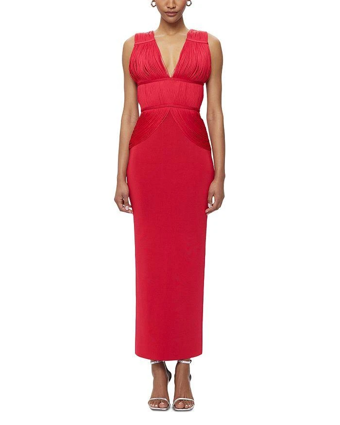 Herve Leger Lillian Draped Fringe Gown 8