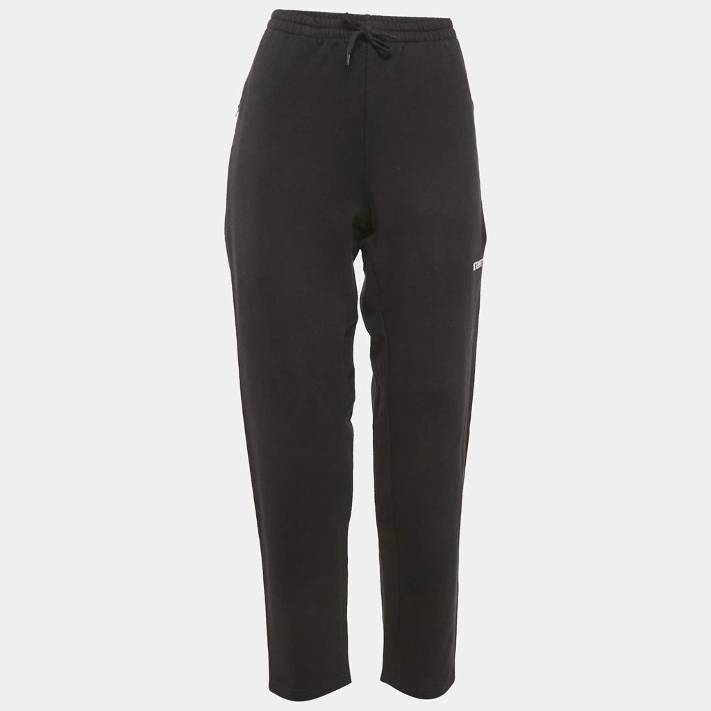 Vetements Vetements Black Logo Embroidered Cotton Knit Sweatpants M
