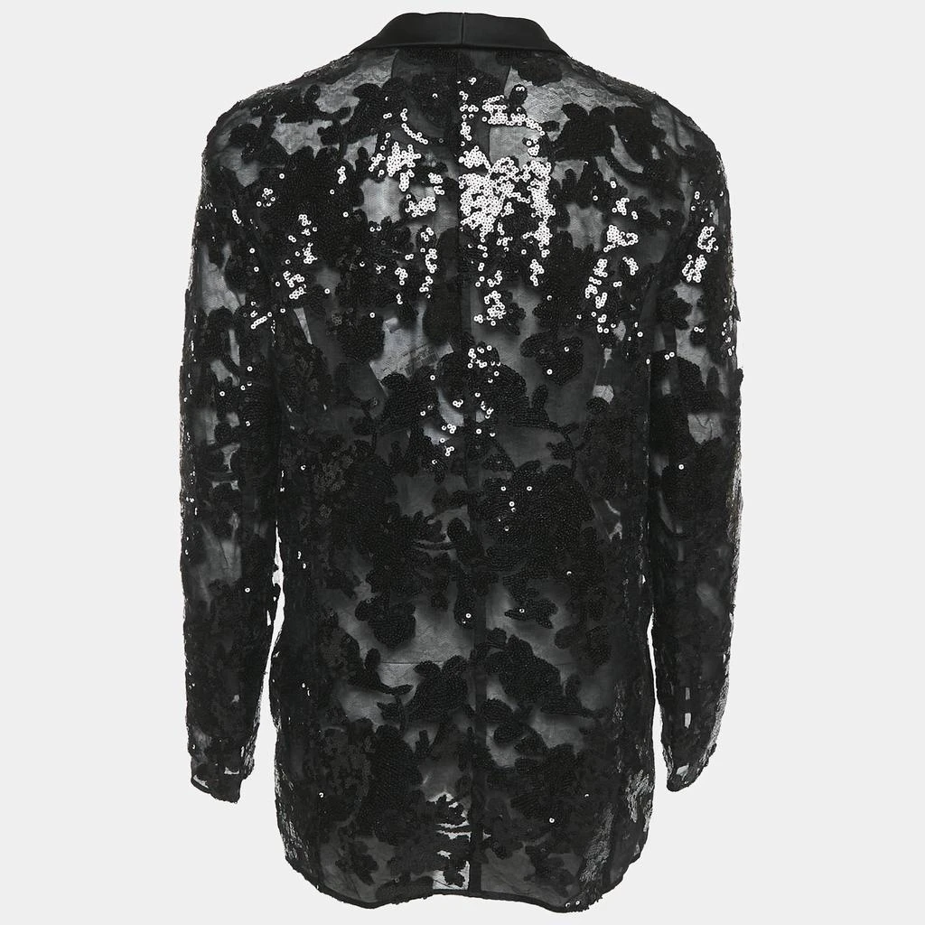 INGIE Paris INGIE Paris Black Sequin Embellished Tulle Single Breasted Blazer M 2