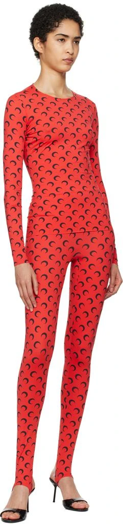 MARINE SERRE Red Recycled Jersey Moon Stirrup Leggings 4