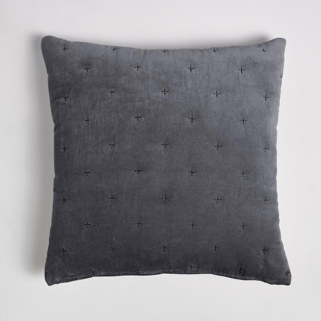 in homeware ïn home Cotton Velvet Cushion - Dark Grey - 50x50cm