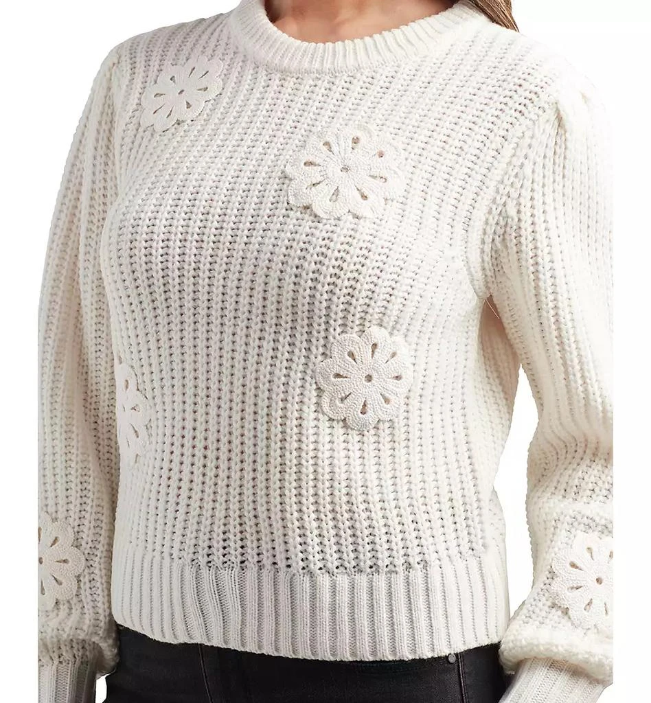 BCX Juniors' Embroidered Open-Knit Crewneck Sweater 4