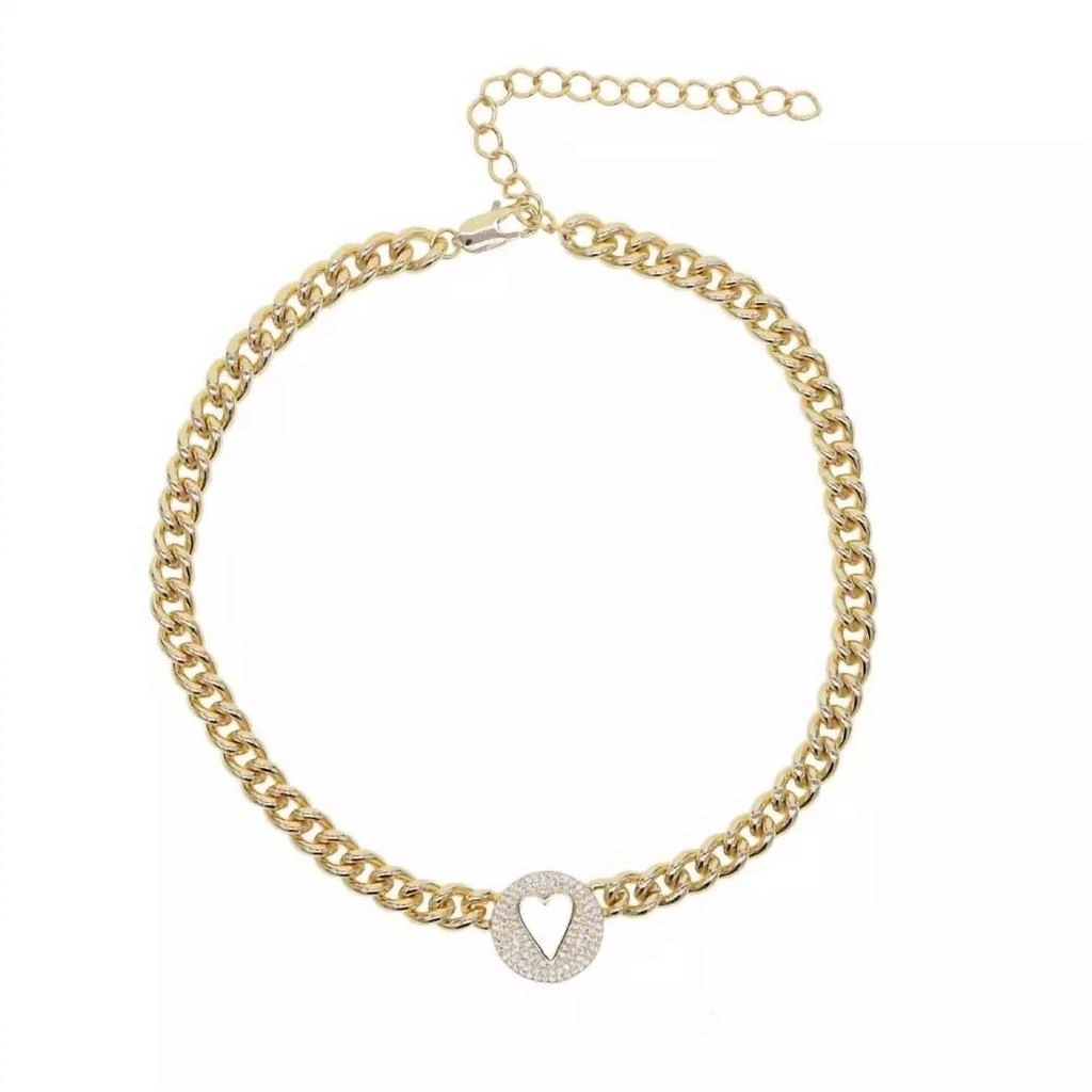 Sahira Jewelry Design Sahira Jewelry Design - Women
s Pave Heart Chain Necklace