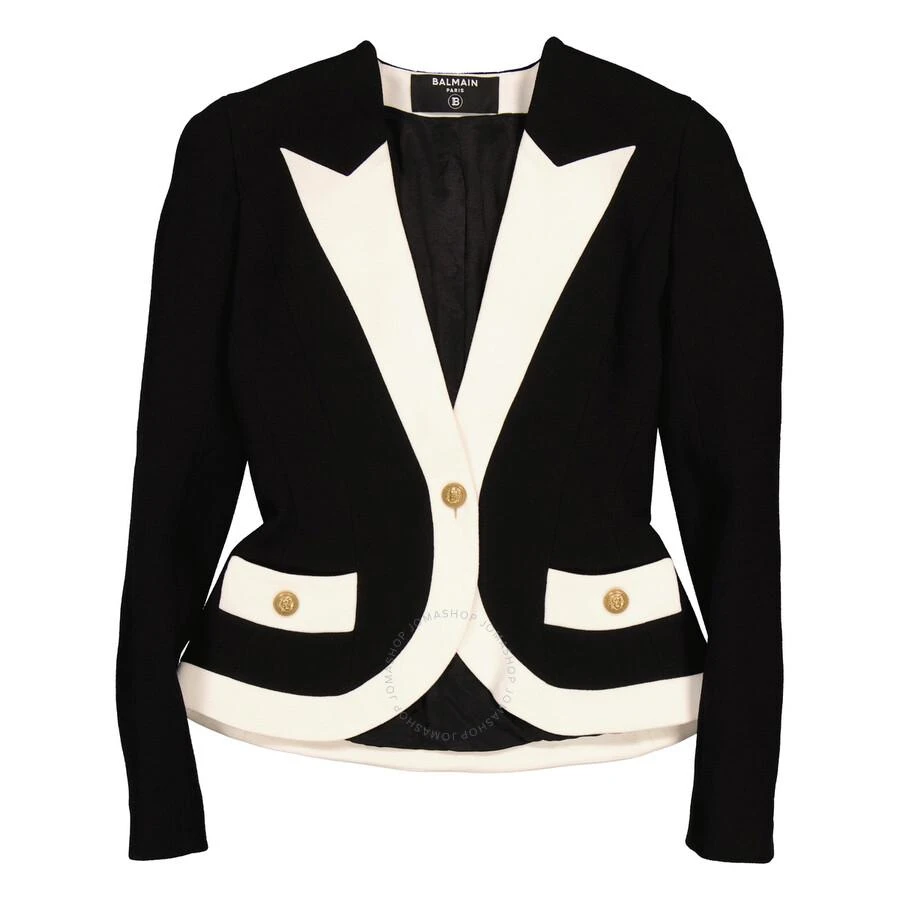 Balmain Ladies Two-Tone Crepe Blazer Jacket 1