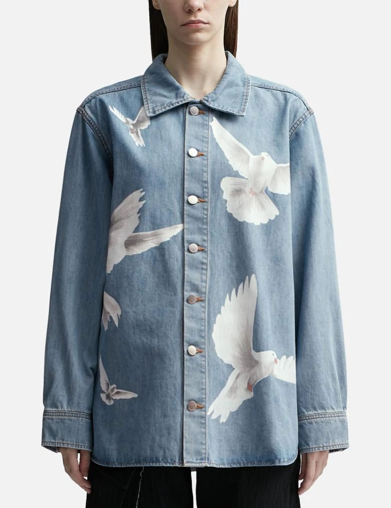 3.Paradis Washed Blue Freedom Birds Overshirt 1