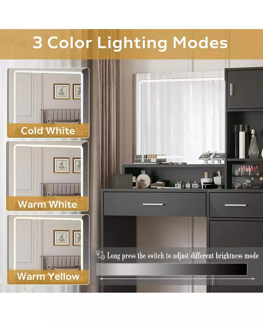 Streamdale Furniture LED Vanity Desk with Mirror, Drawer
Storage 3