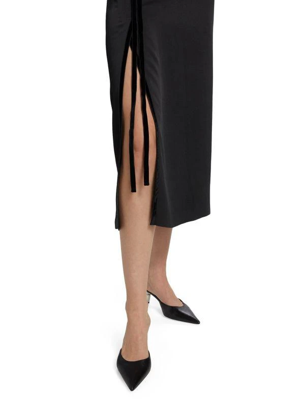 Vince Velvet Trim Side-Slit Midi-Skirt 4