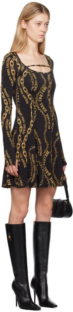 Versace Black & Gold Chain Couture Flared Minidress 2