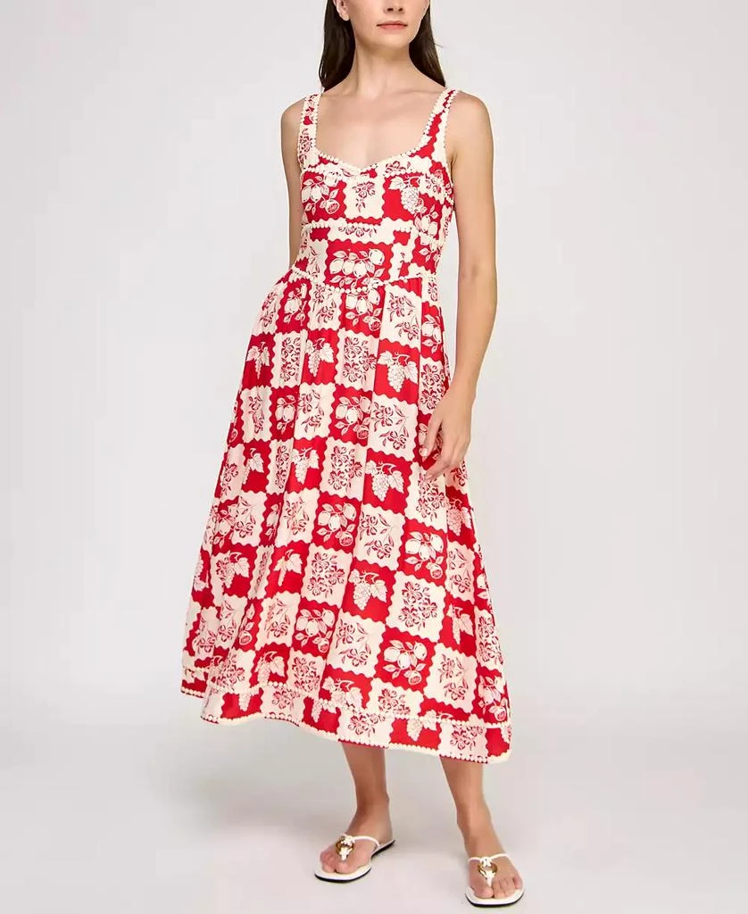 Planet Gold Juniors' Floral-Print Pom Pom-Trim Dress 1