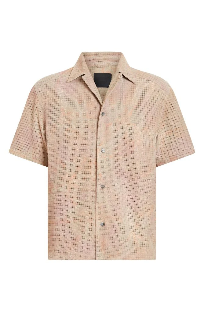 ALL SAINTS Dante Perforated Leather Camp Shirt 3