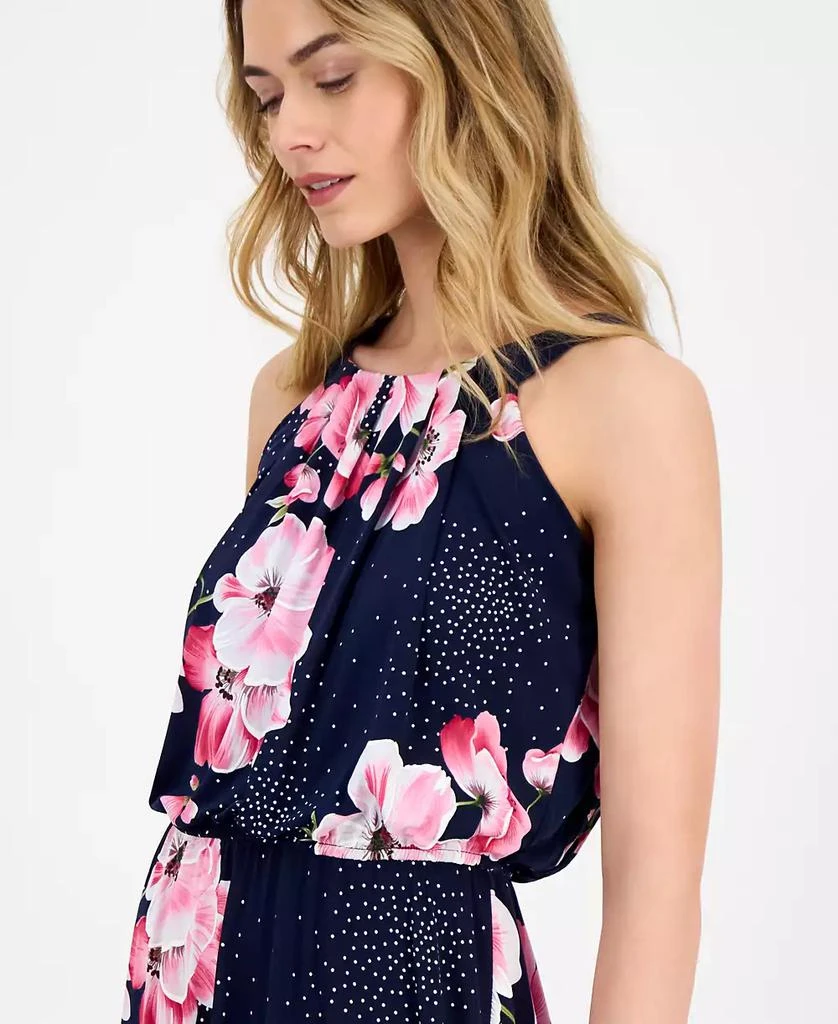 Robbie Bee Petite Floral-Print Pleat-Neck Jersey Dress 2