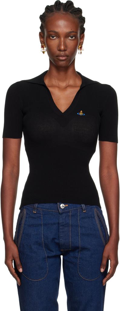 Tシャツ・カットソー Vivienne Westwood Marina Black Polo With Multicolor Orb Logo Vivienne Westwood Marina Blue Polo With Multicolor Orb Logo