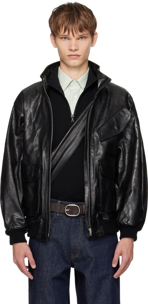 Black Lamb Leather Zip Blouson Jacket – On Sale Now with Up