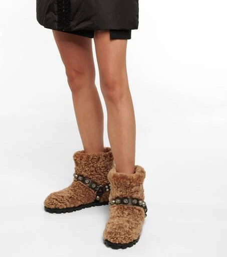 Miu Miu Embellished shearling ankle boots 4