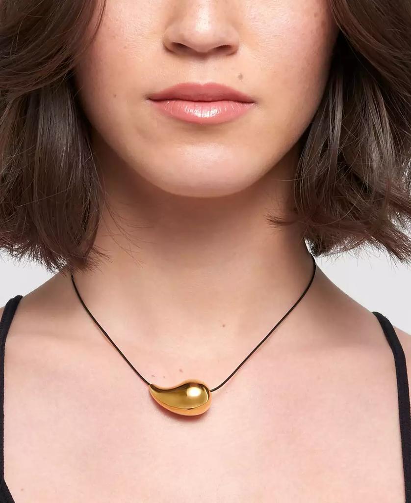 ADORNIA Gold Tarnish Resistant Adjustable Teardrop Black Chord Necklace