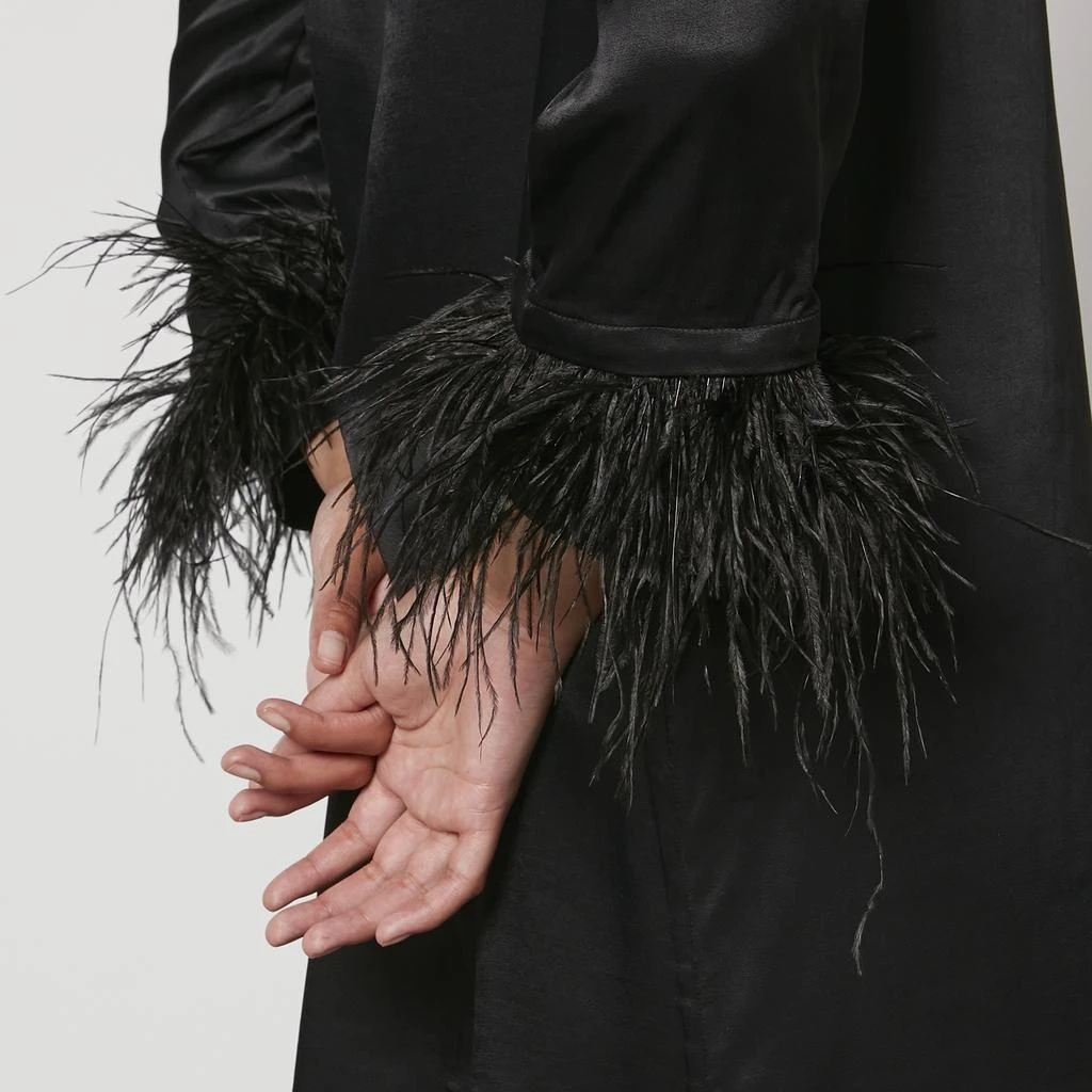 Sleeper Party Shirt Feather-Trimmed Satin Dress 4
