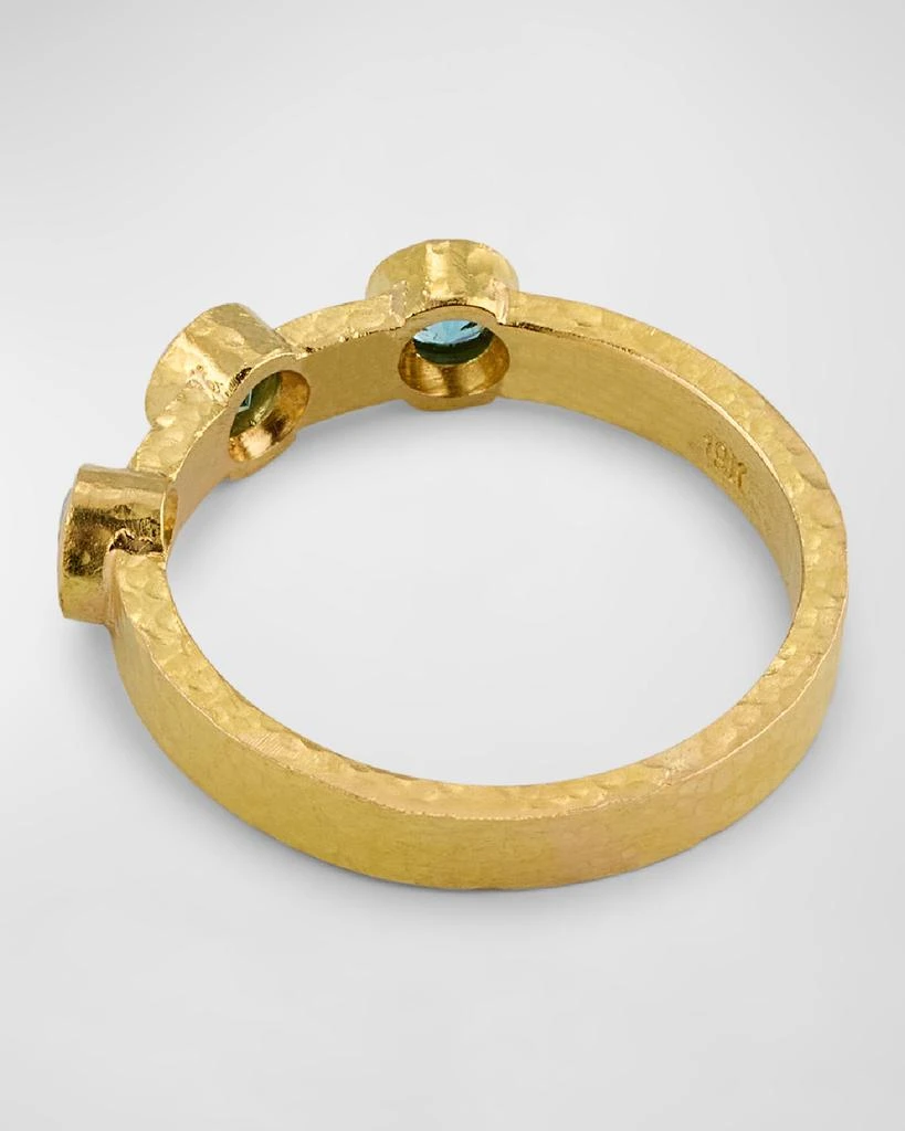 Elizabeth Locke 19K Yellow Gold 3 Blue Zircon Flat Ribbon Stack Ring, Size 6.5 4