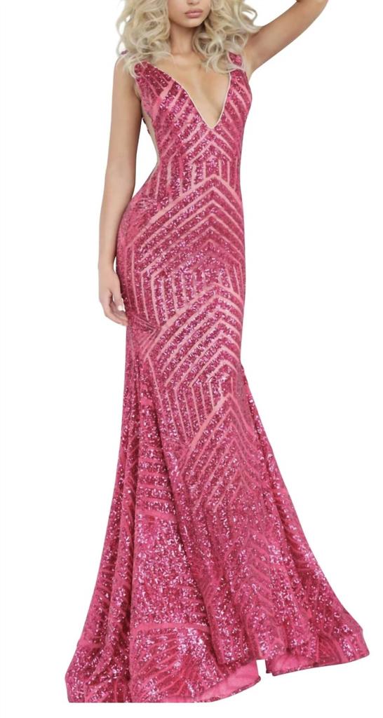 Jovani Jovani - Sequin plundge gown