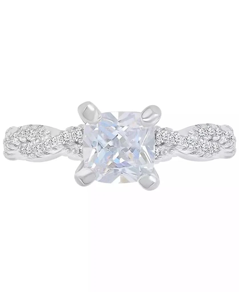 Macy's Cubic Zirconia Cushion & Round Rope Style Promise or Engagement Ring 1