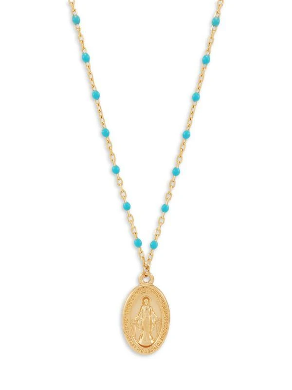 Saks Fifth Avenue 14K Yellow Gold 
Enamel Bead Pendant Necklace 1