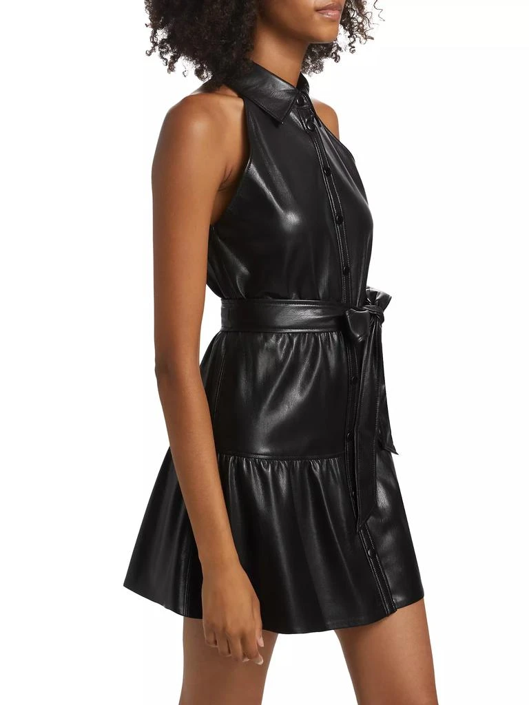 Alice + Olivia Miranda Faux Leather Tie-Waist Minidress 4