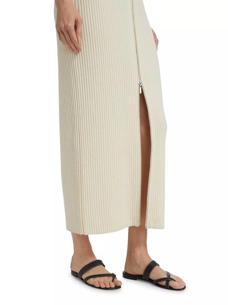 ROSETTA GETTY Ribbed Wool-Cashmere Zip-Up Maxi Skirt 6