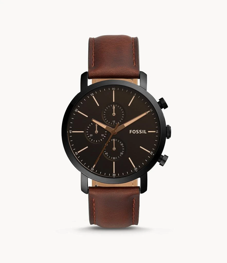 Fossil Men's Luther Chronograph, Black-Tone Stainless Steel Watch 1