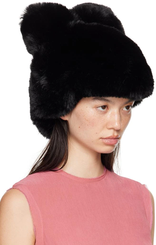 Acne Studios Black Fluffy Bow Faux-fur Hat 2
