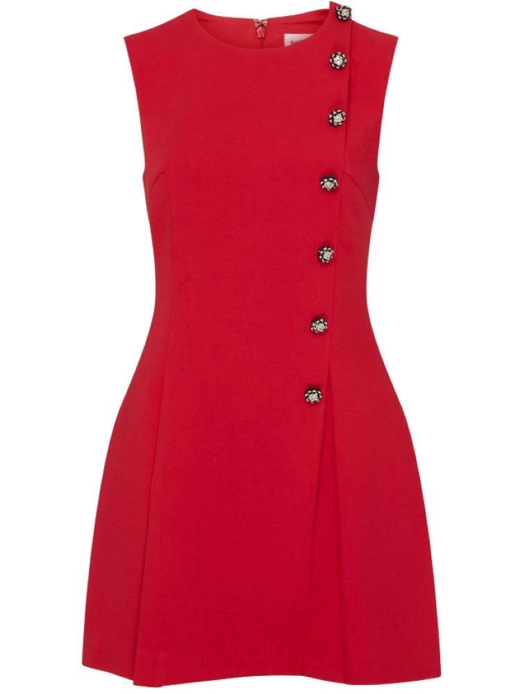 Self-Portrait Self Portrait Women Studded Details Wool Crepe Sleeveless Mini Dress Red 1