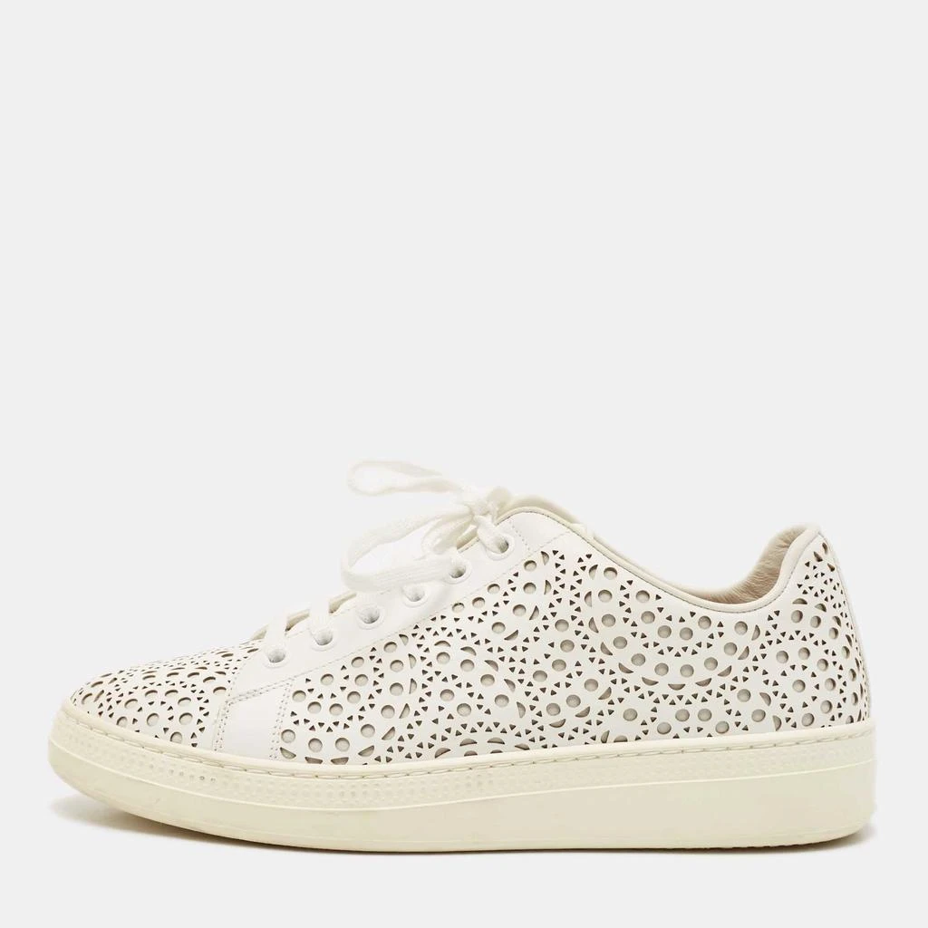 Alaia Alaia White Laser Cut Leather Low Top Sneakers Size 37 1