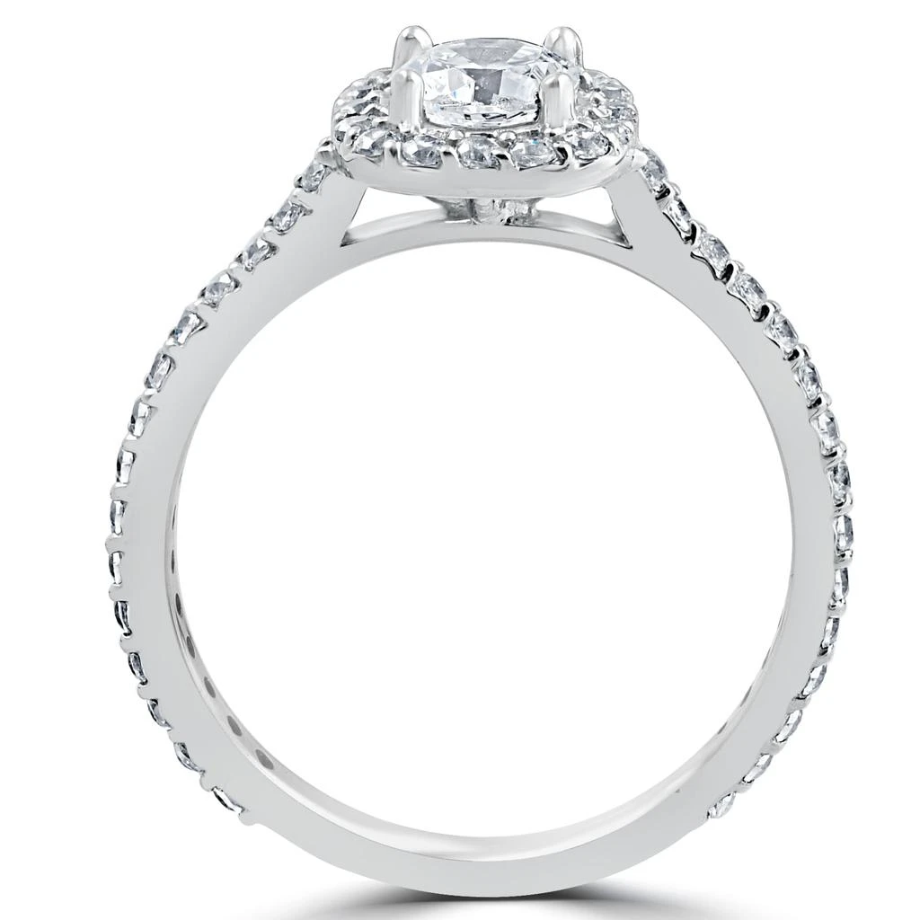 Pompeii3 Platinum 1 1/5ct TDW Cushion Halo Round Diamond Engagement Ring 3